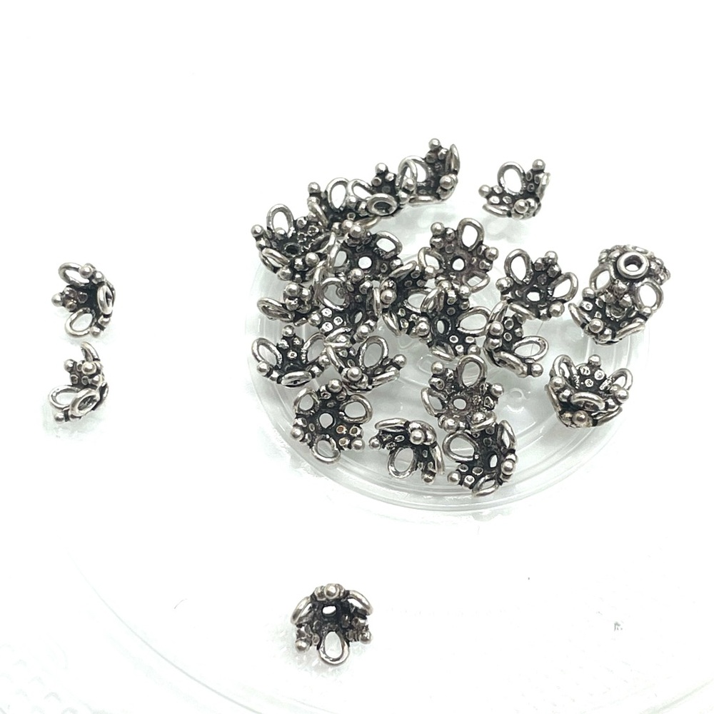 Sterling Bali 8mm Bead Caps 9 beads